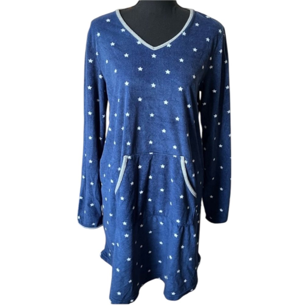 Fleece Night Shirt, Croft & Barrow Stars Nightgown, Small, Sleep Tunic Pajamas